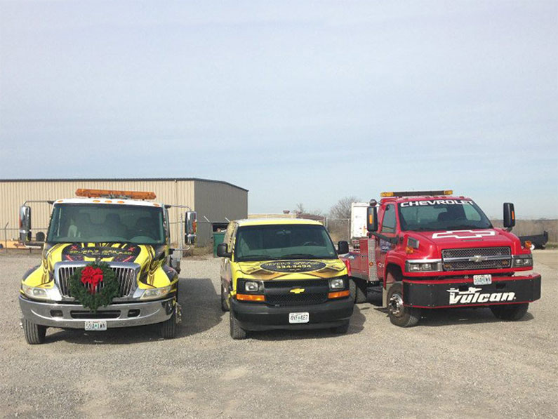 At Seyer's Garage we utilize a flatbed tow truck, a standard wrecker, and a service van.